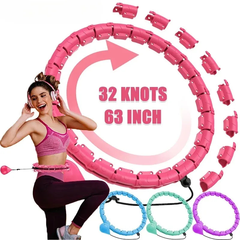 Weighted Exercise Hoop for Adults Weight Loss Knots Infinity Fitness Hoop with Extra Links 2 in 1 Adjustable and Detachable