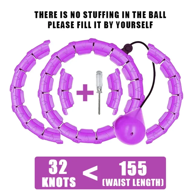 Weighted Exercise Hoop for Adults Weight Loss Knots Infinity Fitness Hoop with Extra Links 2 in 1 Adjustable and Detachable