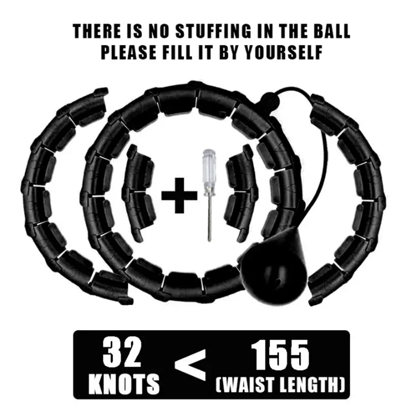 Weighted Exercise Hoop for Adults Weight Loss Knots Infinity Fitness Hoop with Extra Links 2 in 1 Adjustable and Detachable