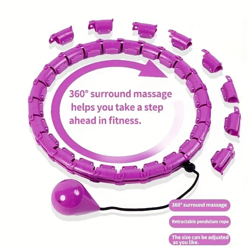Weighted Exercise Hoop for Adults Weight Loss Knots Infinity Fitness Hoop with Extra Links 2 in 1 Adjustable and Detachable