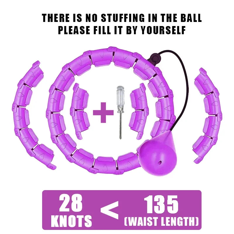 Weighted Exercise Hoop for Adults Weight Loss Knots Infinity Fitness Hoop with Extra Links 2 in 1 Adjustable and Detachable