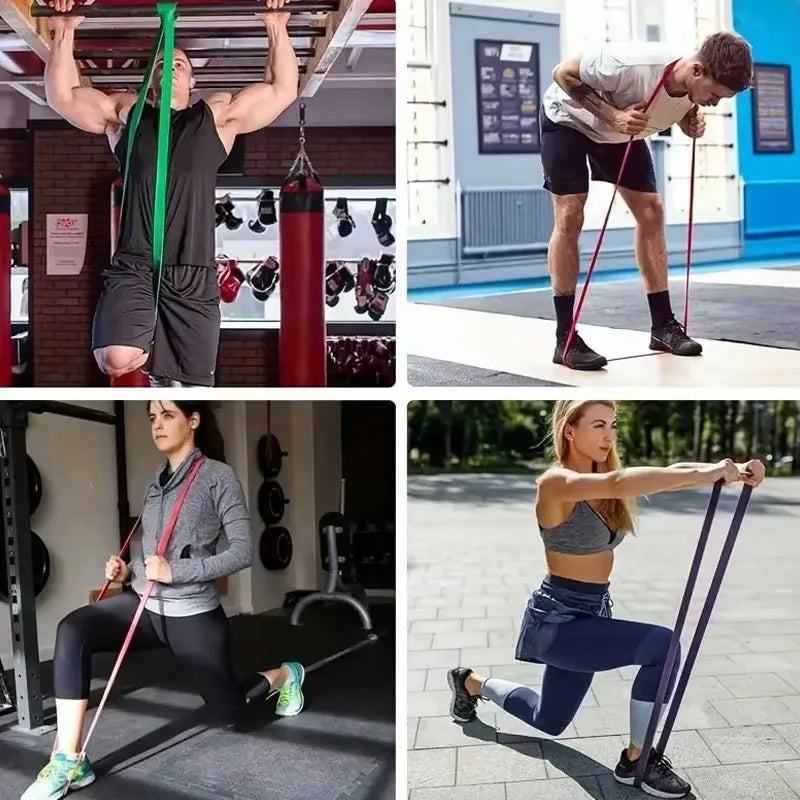 4pcs Latex TPE Resistance Band Yoga Fitness Tension Band Pull Up Training Elastic Band Weight-Bearing Resistance Training Set